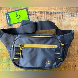 QUEST CEH02836 Deluxe Waist Pack Black Grey Mustard 14.2" x 1.8" x 6.1" in